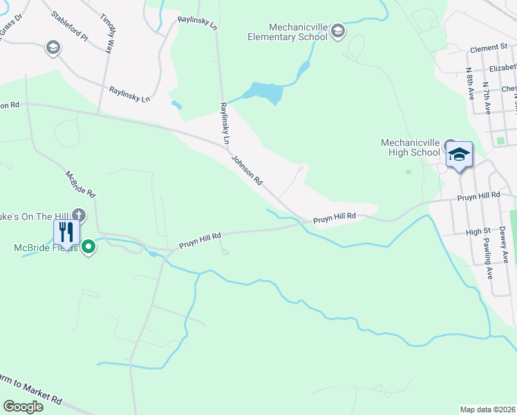 map of restaurants, bars, coffee shops, grocery stores, and more near 20 Johnson Road in Mechanicville