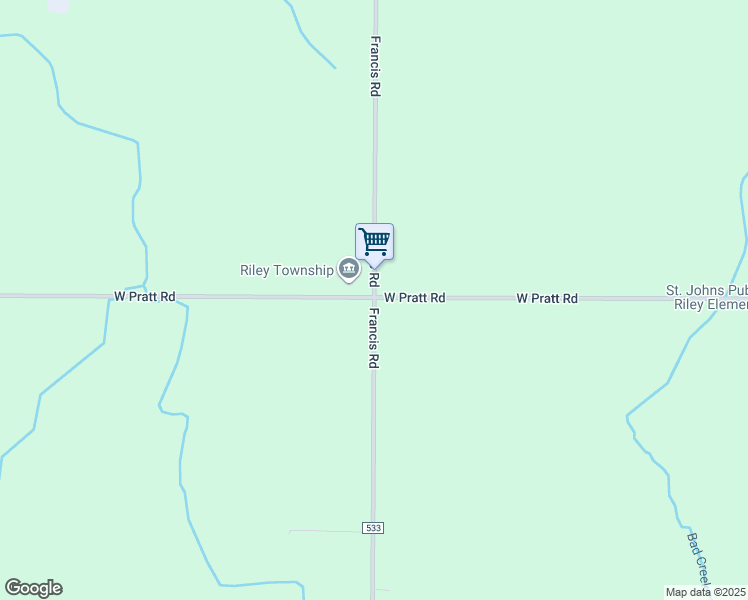 map of restaurants, bars, coffee shops, grocery stores, and more near 7940 Francis Road in DeWitt