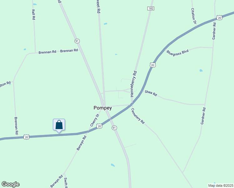 map of restaurants, bars, coffee shops, grocery stores, and more near 7386 Academy Street in Pompey