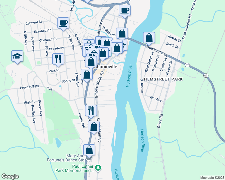 map of restaurants, bars, coffee shops, grocery stores, and more near 40 Newman Avenue in Mechanicville