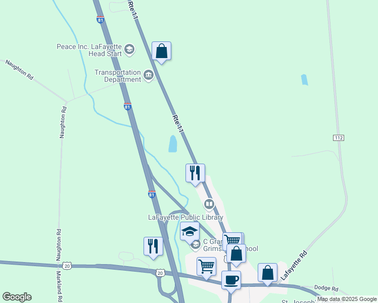 map of restaurants, bars, coffee shops, grocery stores, and more near 2639 U.S. 11 in LaFayette