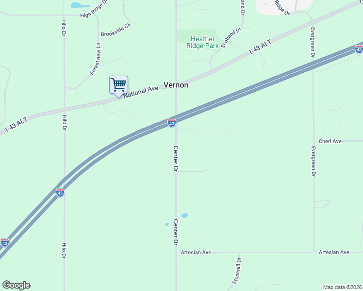 map of restaurants, bars, coffee shops, grocery stores, and more near W249S7930 Center Drive in Mukwonago