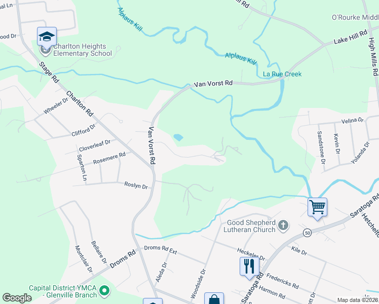 map of restaurants, bars, coffee shops, grocery stores, and more near 17 Sheldon Drive in Schenectady