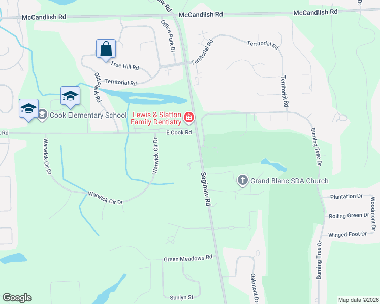 map of restaurants, bars, coffee shops, grocery stores, and more near 9082 South Saginaw Street in Grand Blanc