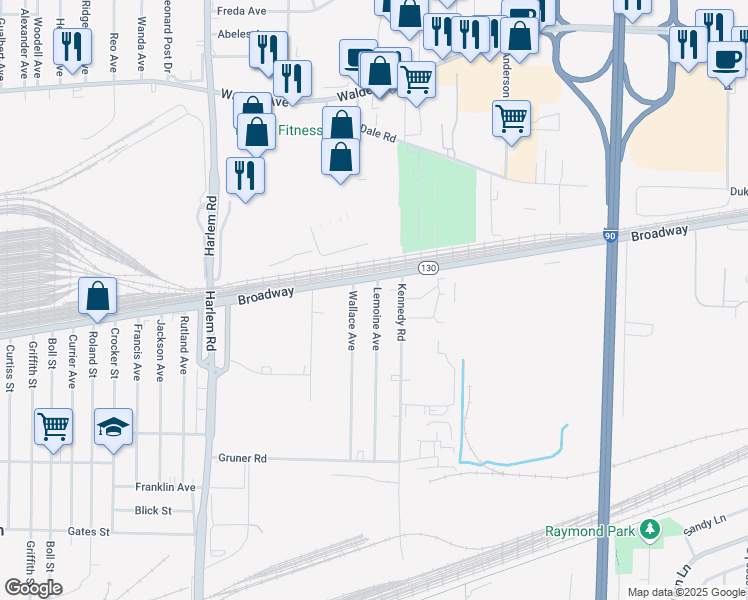 map of restaurants, bars, coffee shops, grocery stores, and more near 165 Lemoine Avenue in Buffalo