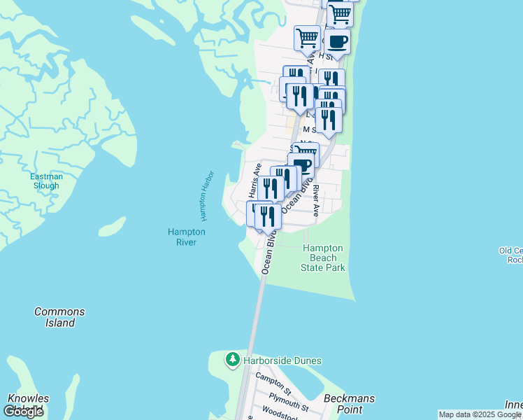 map of restaurants, bars, coffee shops, grocery stores, and more near 2 Bailey Avenue in Hampton