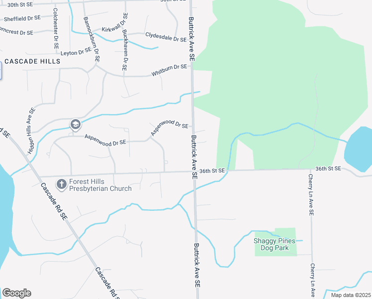 map of restaurants, bars, coffee shops, grocery stores, and more near 3529 Buttrick Avenue Southeast in Ada