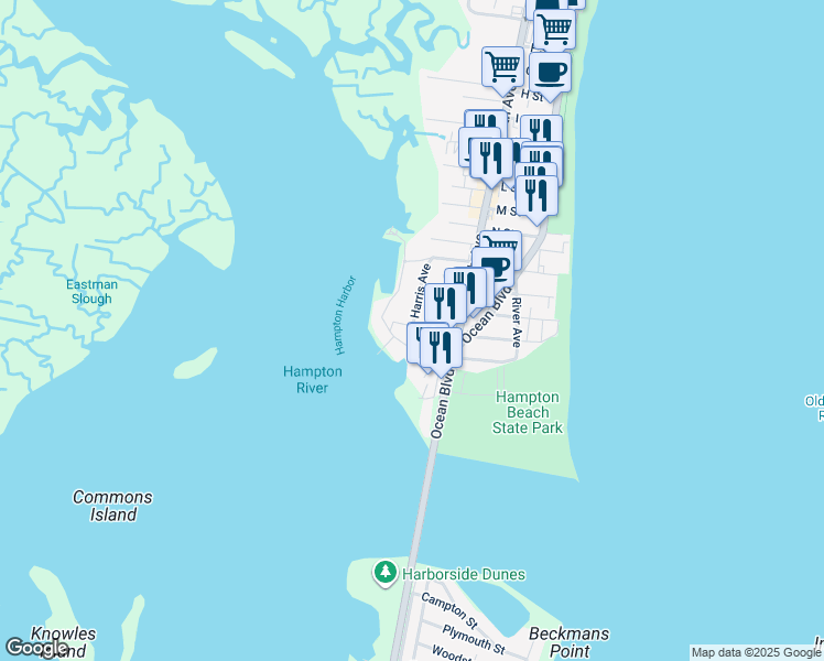 map of restaurants, bars, coffee shops, grocery stores, and more near 15 Duston Avenue in Hampton