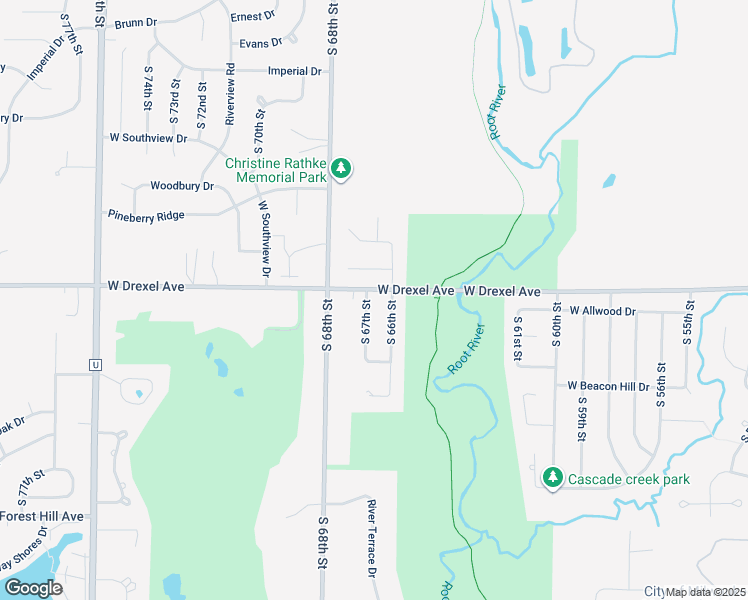 map of restaurants, bars, coffee shops, grocery stores, and more near 7904 South 67th Street in Franklin