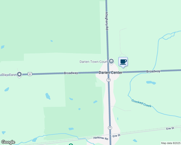map of restaurants, bars, coffee shops, grocery stores, and more near U.S. 20 in Darien Center