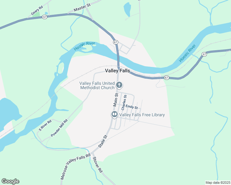 map of restaurants, bars, coffee shops, grocery stores, and more near 21 State Street in Valley Falls