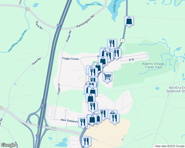 map of restaurants, bars, coffee shops, grocery stores, and more near 867 Lafayette Road in Seabrook