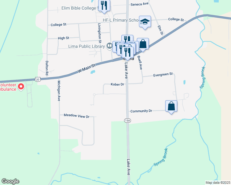 map of restaurants, bars, coffee shops, grocery stores, and more near 1992 Lake Avenue in Lima