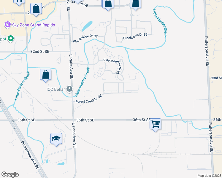 map of restaurants, bars, coffee shops, grocery stores, and more near 4190 Forest Creek Court Southeast in Kentwood