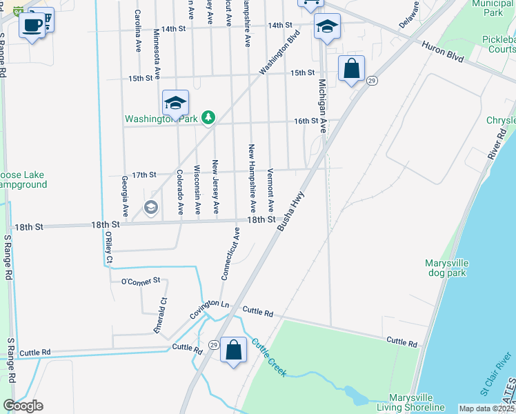 map of restaurants, bars, coffee shops, grocery stores, and more near 1753 New Hampshire Avenue in Marysville