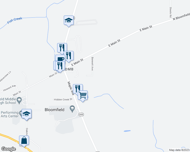 map of restaurants, bars, coffee shops, grocery stores, and more near 20 Bennett Avenue in Bloomfield
