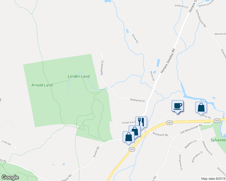 map of restaurants, bars, coffee shops, grocery stores, and more near 1 Nathaniel Drive in Amherst