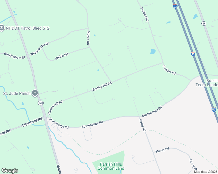 map of restaurants, bars, coffee shops, grocery stores, and more near 38 Bartley Hill Road in Londonderry