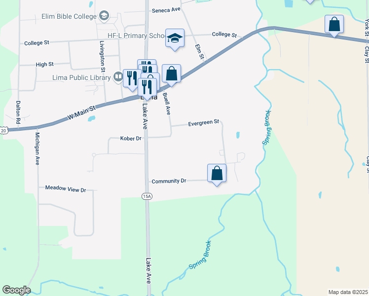map of restaurants, bars, coffee shops, grocery stores, and more near 7362 Dublin Street in Lima