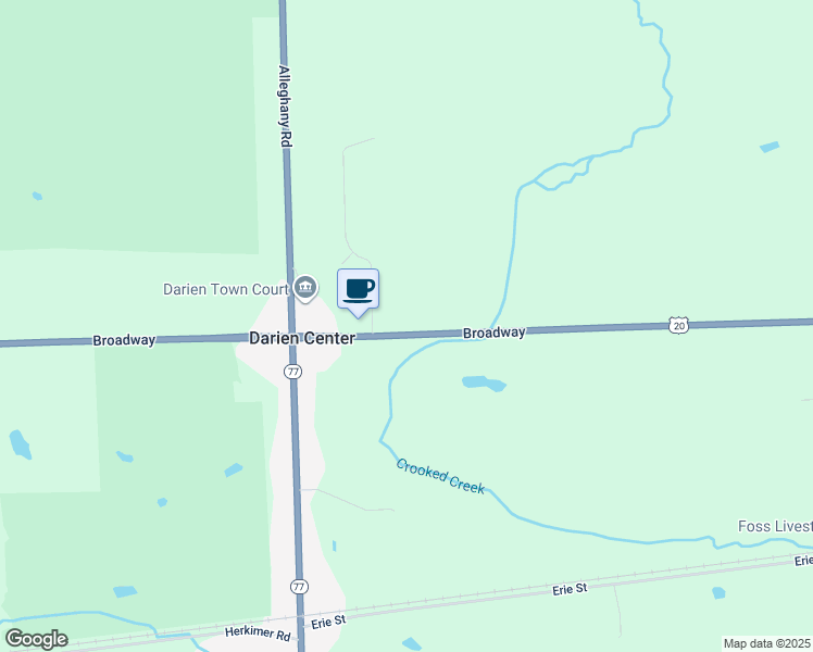 map of restaurants, bars, coffee shops, grocery stores, and more near 1441 Broadway in Darien Center