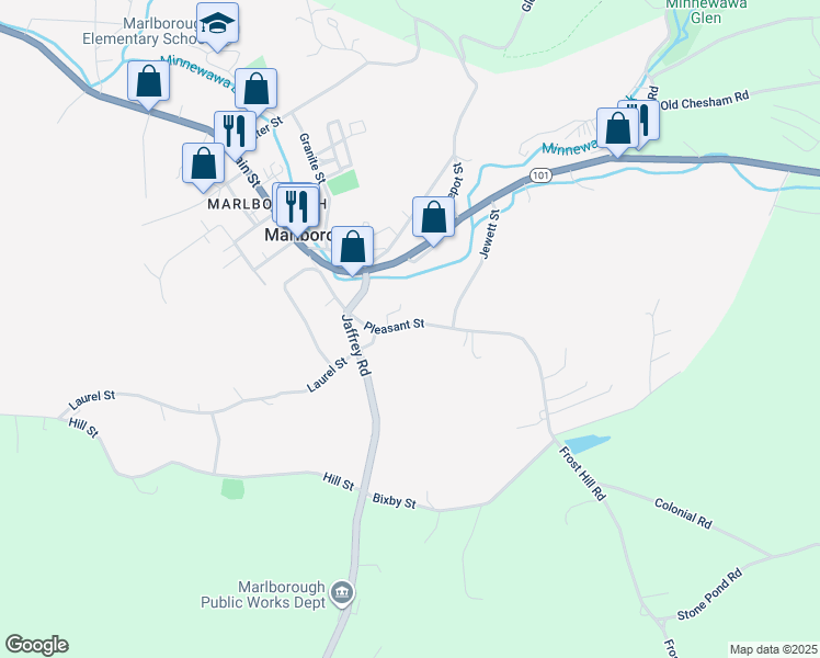 map of restaurants, bars, coffee shops, grocery stores, and more near 27 Pleasant Street in Marlborough