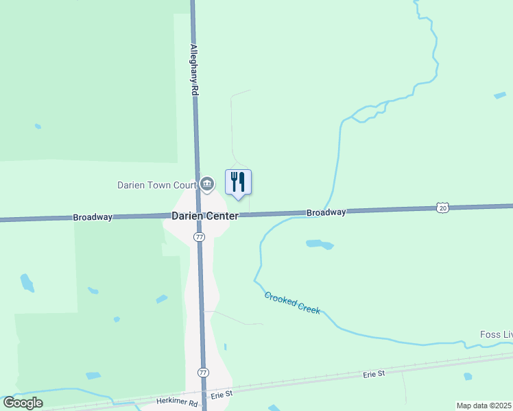 map of restaurants, bars, coffee shops, grocery stores, and more near 1431 Broadway in Darien Center