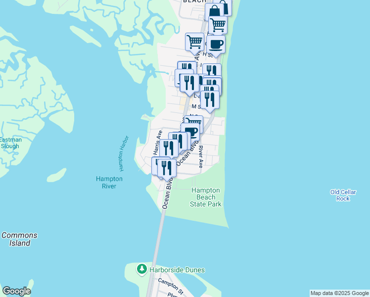 map of restaurants, bars, coffee shops, grocery stores, and more near 201 Ashworth Avenue in Hampton