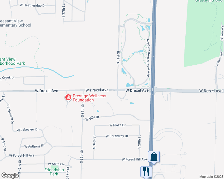 map of restaurants, bars, coffee shops, grocery stores, and more near 3053 South Riverwood Boulevard in Franklin