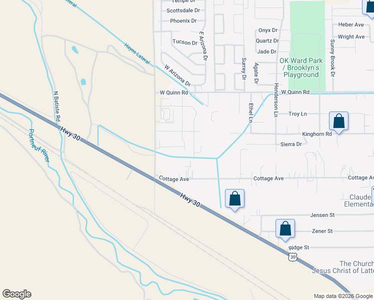 map of restaurants, bars, coffee shops, grocery stores, and more near 1451 Cottage Avenue in Pocatello