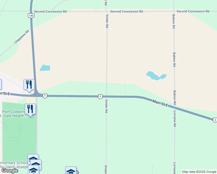 map of restaurants, bars, coffee shops, grocery stores, and more near 702 Main Street East in Port Colborne