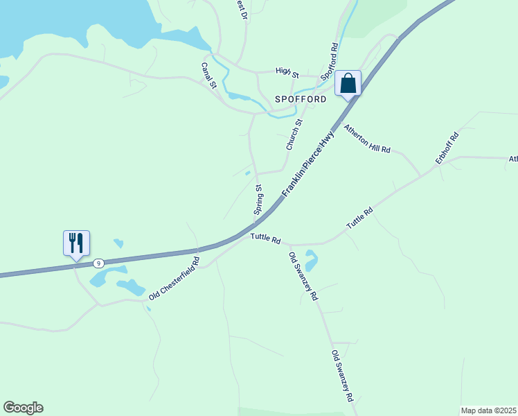 map of restaurants, bars, coffee shops, grocery stores, and more near 8 Spring Street in Chesterfield