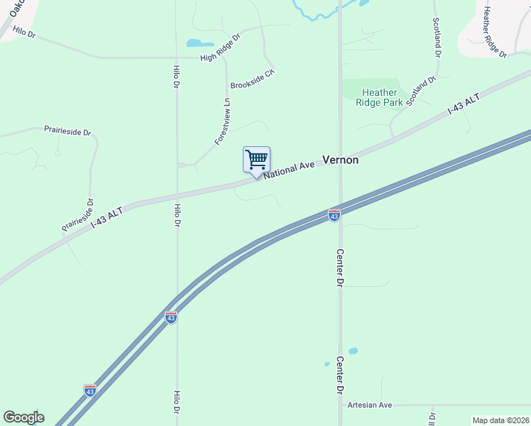map of restaurants, bars, coffee shops, grocery stores, and more near S77W25321 National Avenue in Waukesha