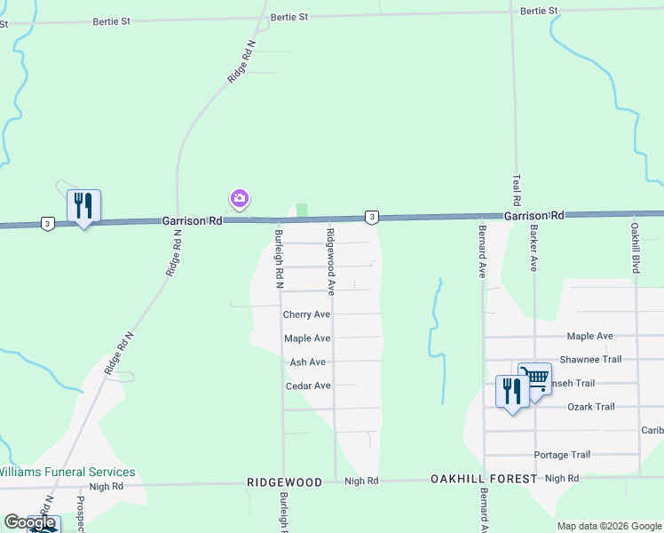 map of restaurants, bars, coffee shops, grocery stores, and more near Mohawk Avenue in Fort Erie