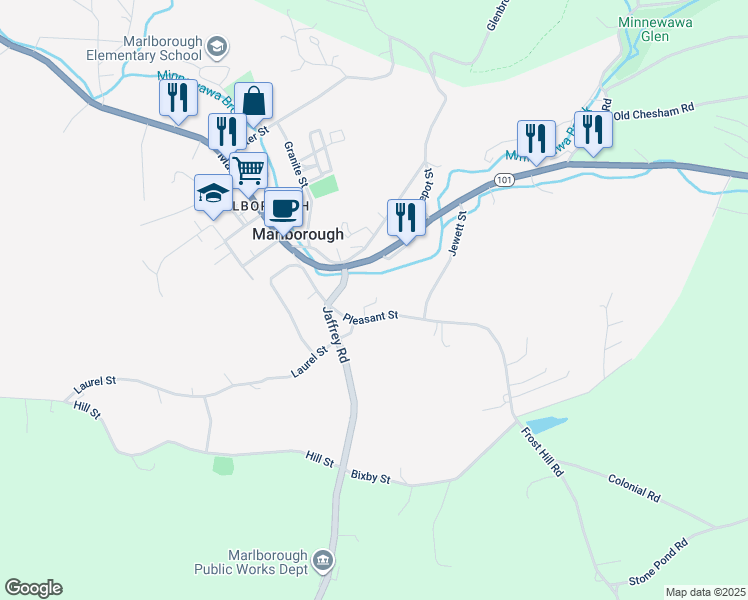 map of restaurants, bars, coffee shops, grocery stores, and more near 27 Pleasant Street in Marlborough