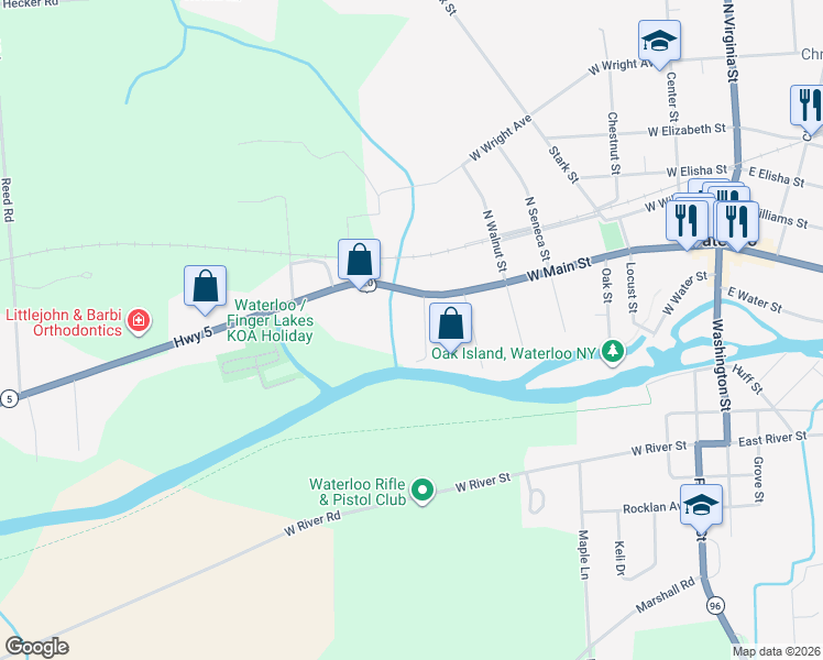 map of restaurants, bars, coffee shops, grocery stores, and more near 1 Reed Street in Waterloo