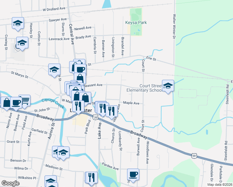 map of restaurants, bars, coffee shops, grocery stores, and more near 79 Pleasant Avenue in Lancaster