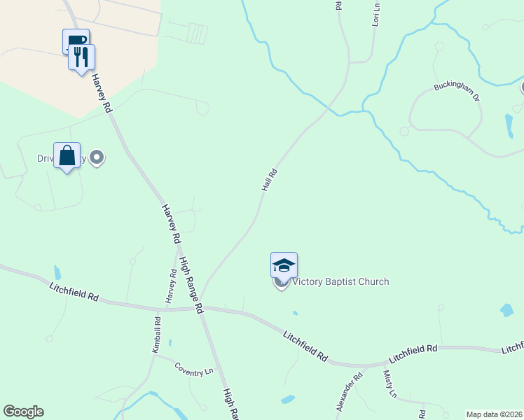 map of restaurants, bars, coffee shops, grocery stores, and more near 71 Hall Road in Londonderry