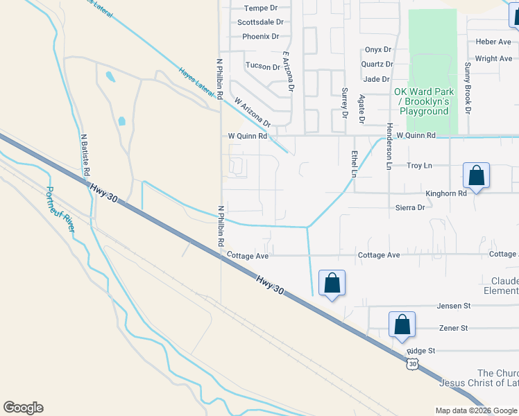 map of restaurants, bars, coffee shops, grocery stores, and more near 1927 Kinghorn Road in Pocatello