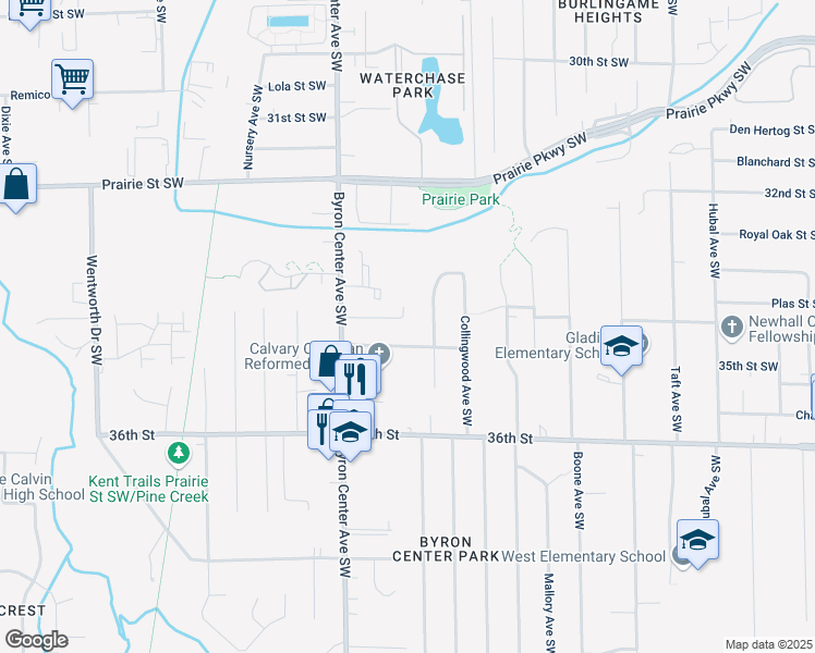 map of restaurants, bars, coffee shops, grocery stores, and more near 2300 Barberry Drive Southwest in Wyoming