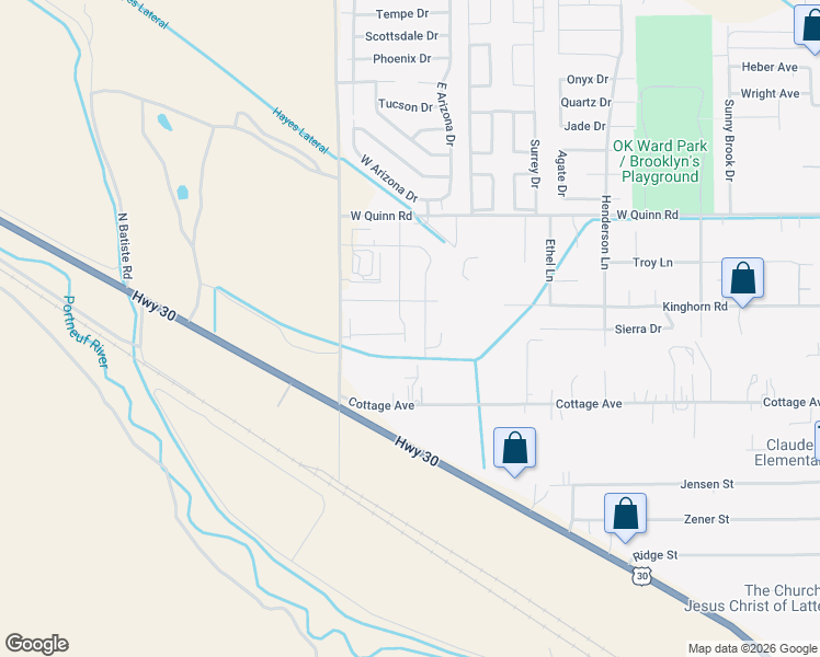 map of restaurants, bars, coffee shops, grocery stores, and more near 1891 Kinghorn Road in Pocatello
