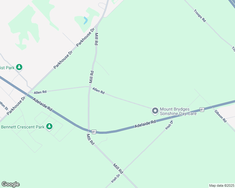 map of restaurants, bars, coffee shops, grocery stores, and more near 22338 Allen Road in Mount Brydges