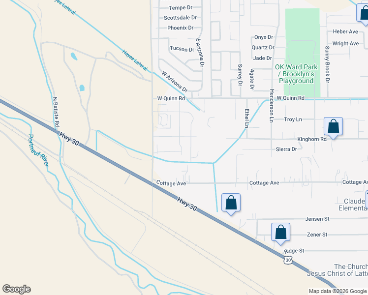map of restaurants, bars, coffee shops, grocery stores, and more near 1891 Kinghorn Road in Pocatello