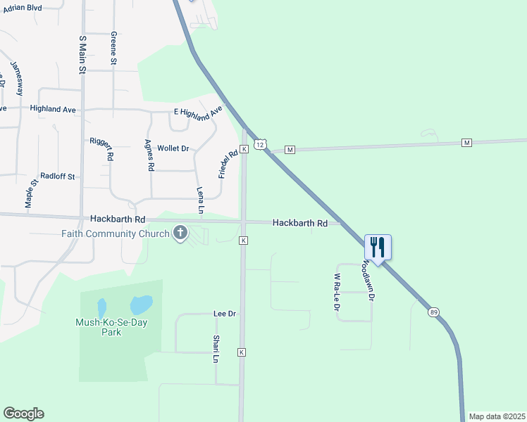 map of restaurants, bars, coffee shops, grocery stores, and more near W5864 Hackbarth Road in Fort Atkinson