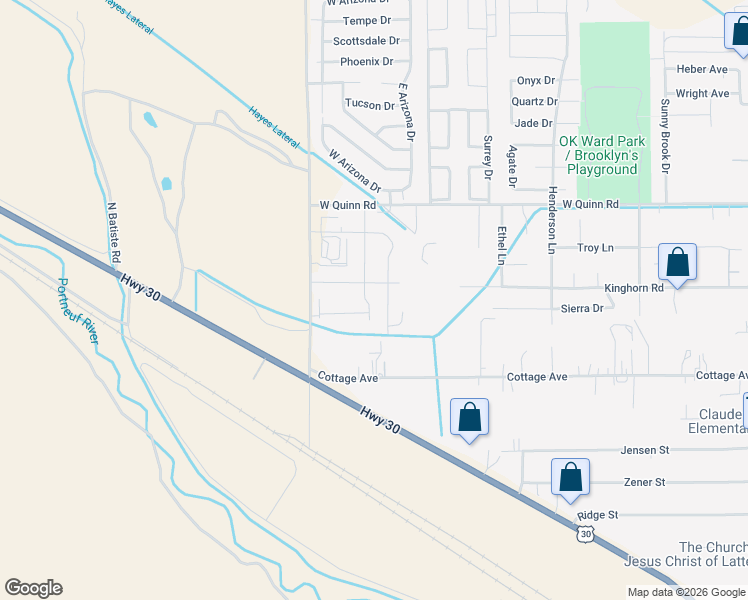 map of restaurants, bars, coffee shops, grocery stores, and more near 1891 Kinghorn Road in Pocatello