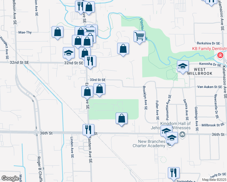 map of restaurants, bars, coffee shops, grocery stores, and more near 900 Pastiche Drive Southeast in Grand Rapids