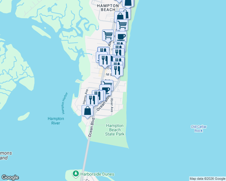 map of restaurants, bars, coffee shops, grocery stores, and more near in Hampton