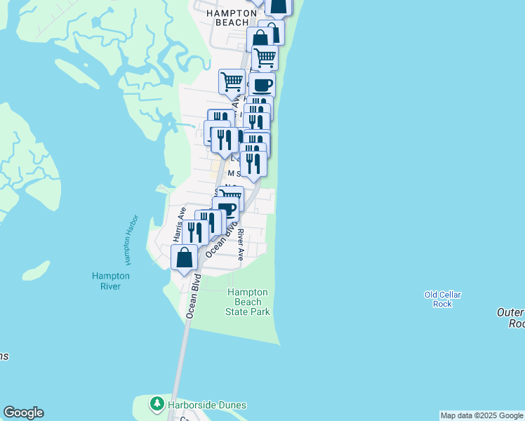 map of restaurants, bars, coffee shops, grocery stores, and more near 2 Bradford Avenue in Hampton
