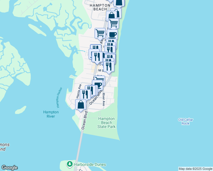 map of restaurants, bars, coffee shops, grocery stores, and more near 2 Bradford Avenue in Hampton
