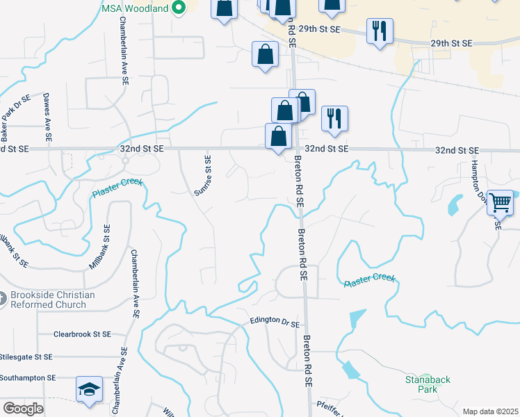 map of restaurants, bars, coffee shops, grocery stores, and more near 3395 Pheasant Ridge Avenue Southeast in Kentwood