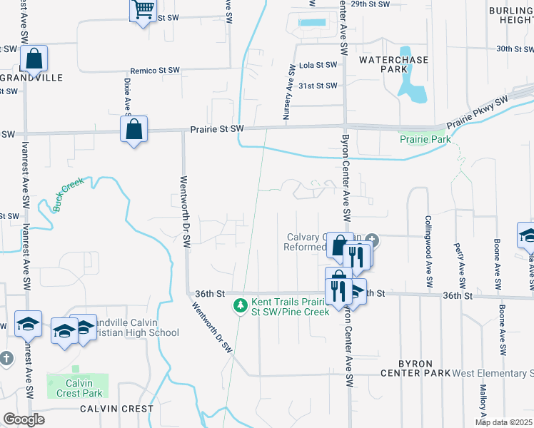 map of restaurants, bars, coffee shops, grocery stores, and more near 3407 Goodman Avenue Southwest in Wyoming